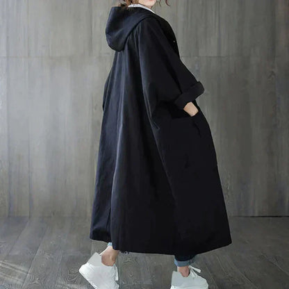 Classic oversized trench coat with belt for women