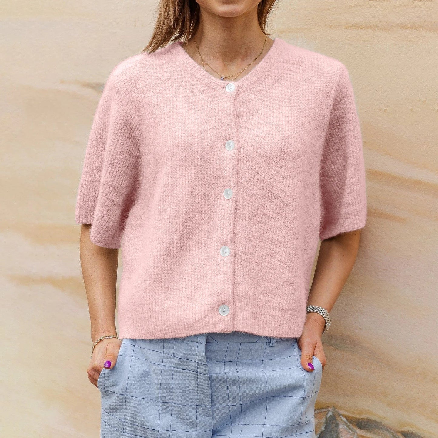 Chic Casual Short Sleeve Women's Cardigan