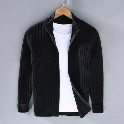Cevori Ribbed Open Front Knit Cardigan