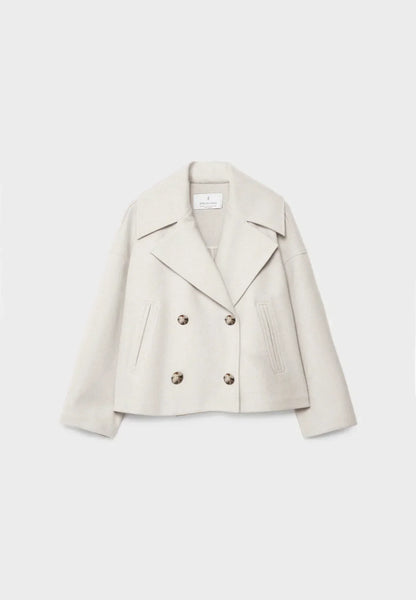 Viola Cropped Double-Breasted Jacket | Collared Relaxed Fit Jacket