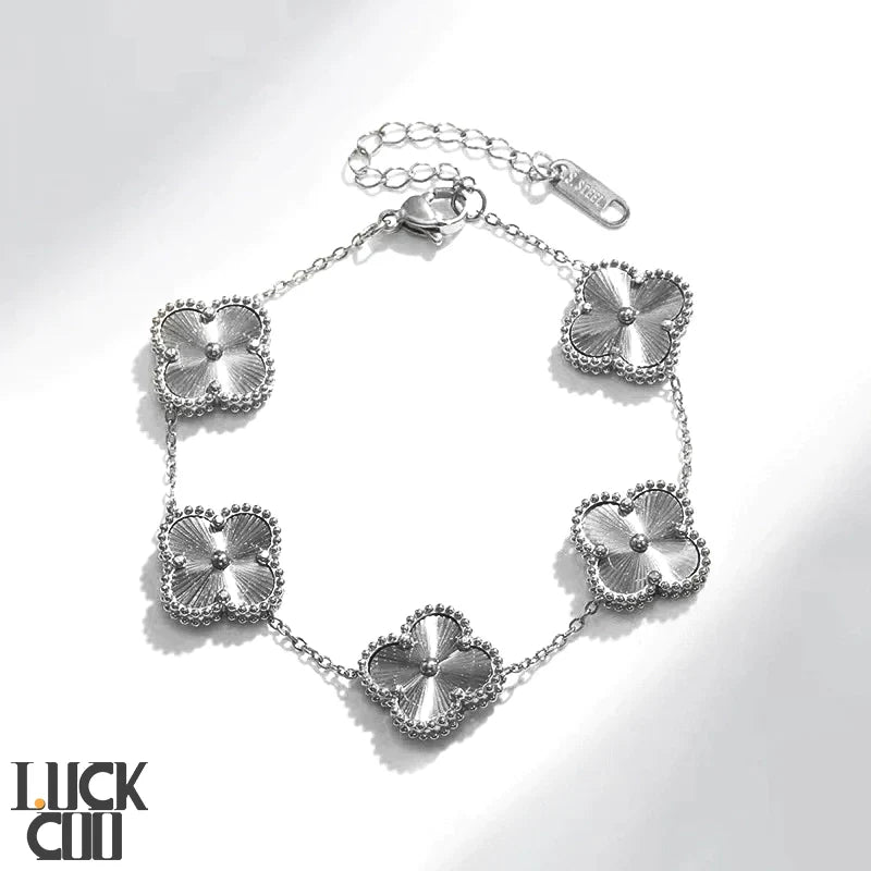 Delicate Floral Charm Bracelet 14K Gold Finish Stainless Steel