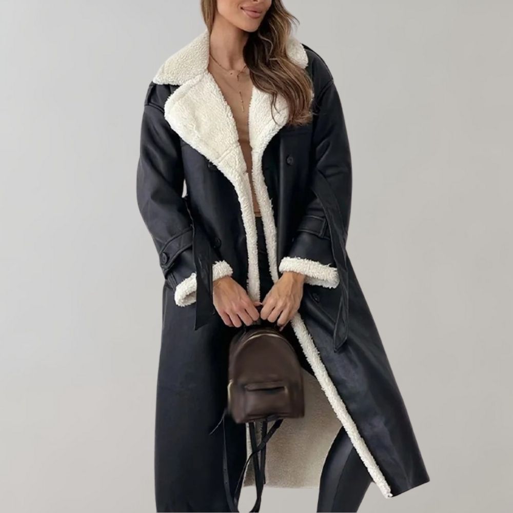 Ella | Women's Single-Breasted Soft Leather Winter Coat