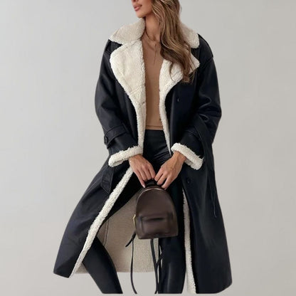 Ella | Women's Single-Breasted Soft Leather Winter Coat