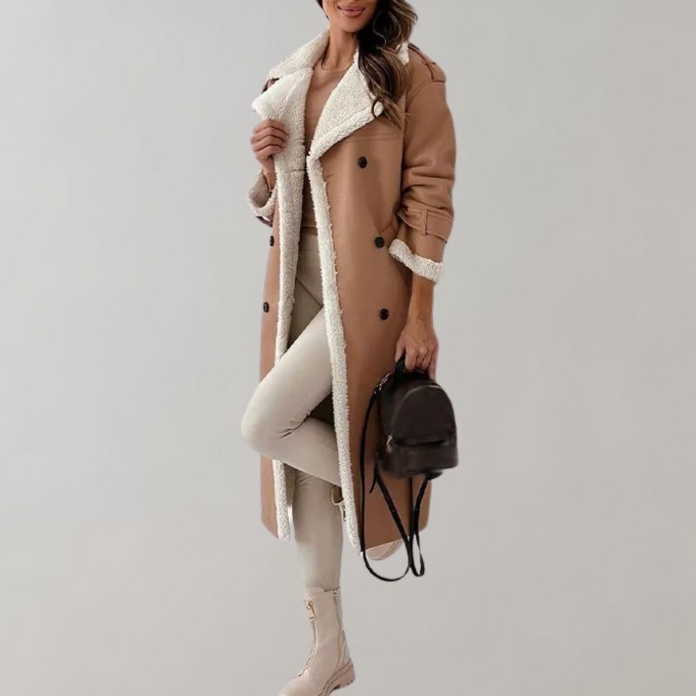 Ella | Women's Single-Breasted Soft Leather Winter Coat