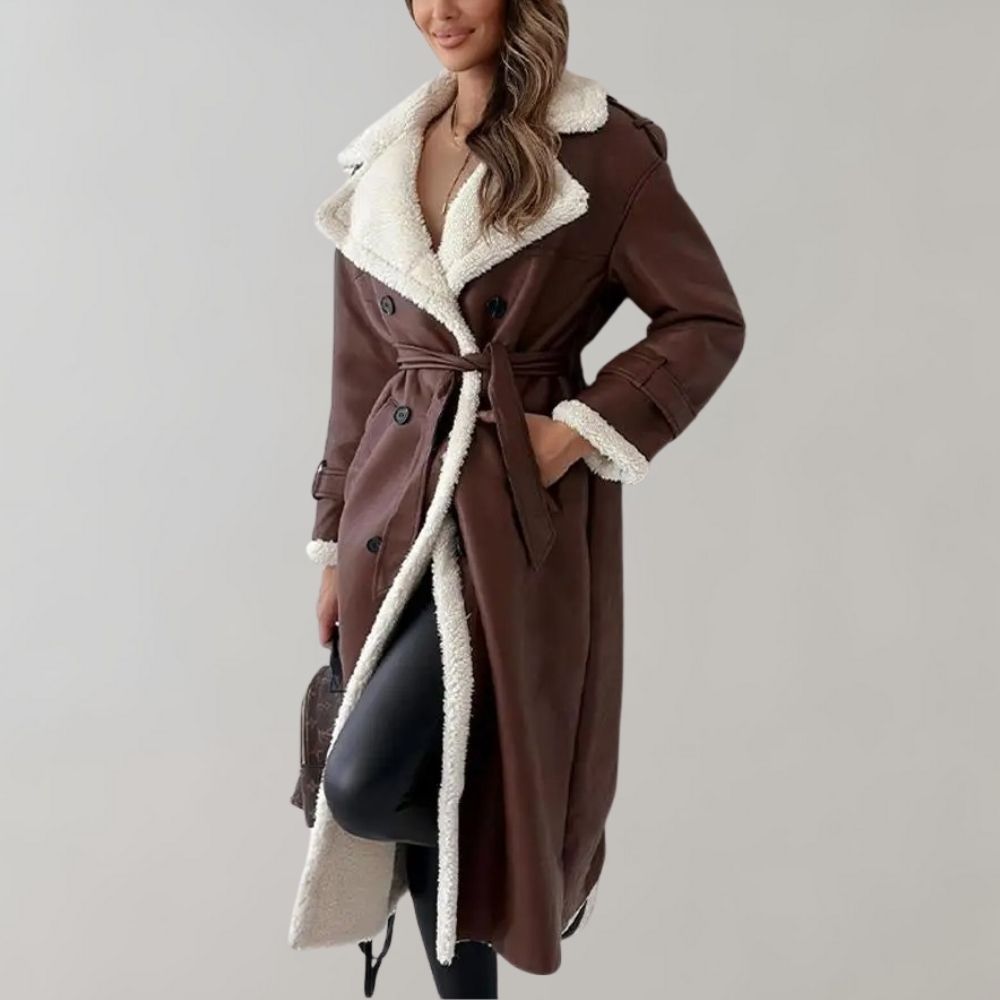 Ella | Women's Single-Breasted Soft Leather Winter Coat