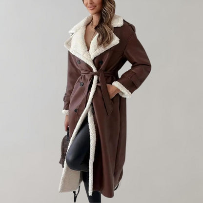 Ella | Women's Single-Breasted Soft Leather Winter Coat