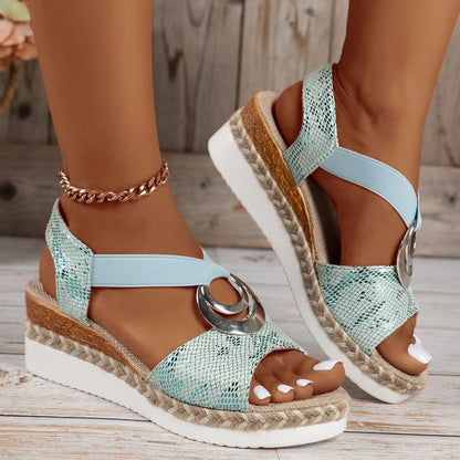 Orthopaedic Wedge Sandals with Metallic Ring Detail