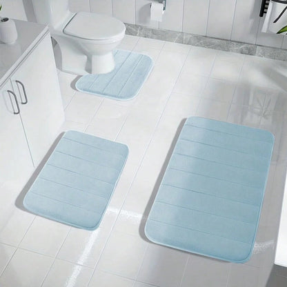 Soft 3-Piece Memory Foam Bathroom Mats, Anti-Slip