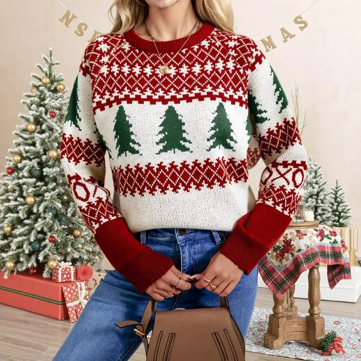 Christmas Tree Long Sleeve Knitted Sweater