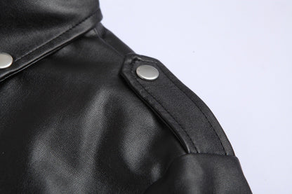 Slim Fit Leather Men's Motorcycle Jacket with Stand-Up Collar - Ryder