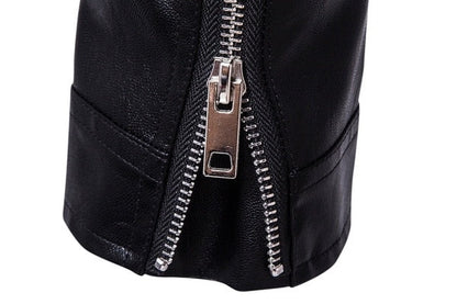 Men’s Classic Leather Biker Jacket with Asymmetrical Zip