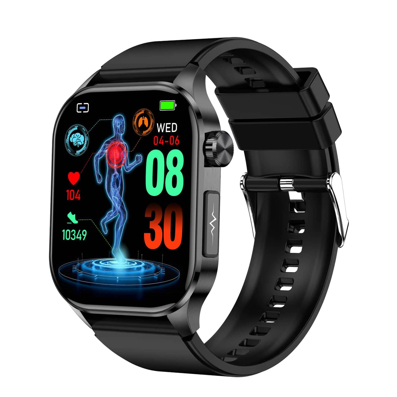 Smartwatch with ECG, Blood Sugar, and Blood Pressure Monitoring – HealthSync