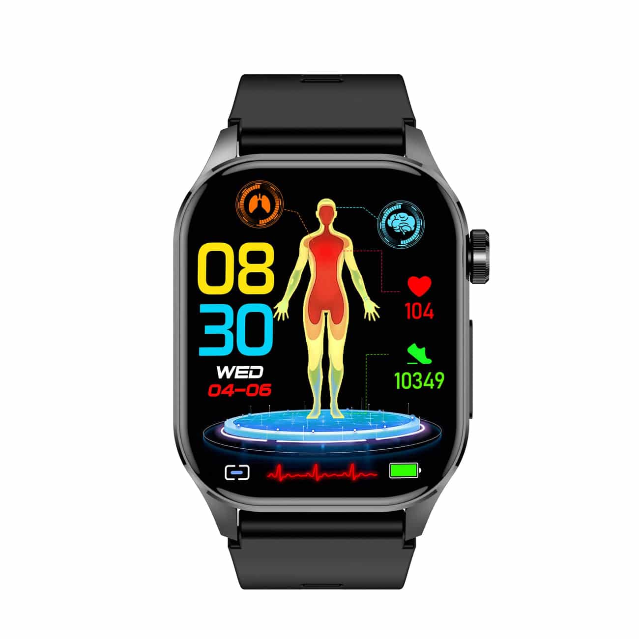 Smartwatch with ECG, Blood Sugar, and Blood Pressure Monitoring – HealthSync