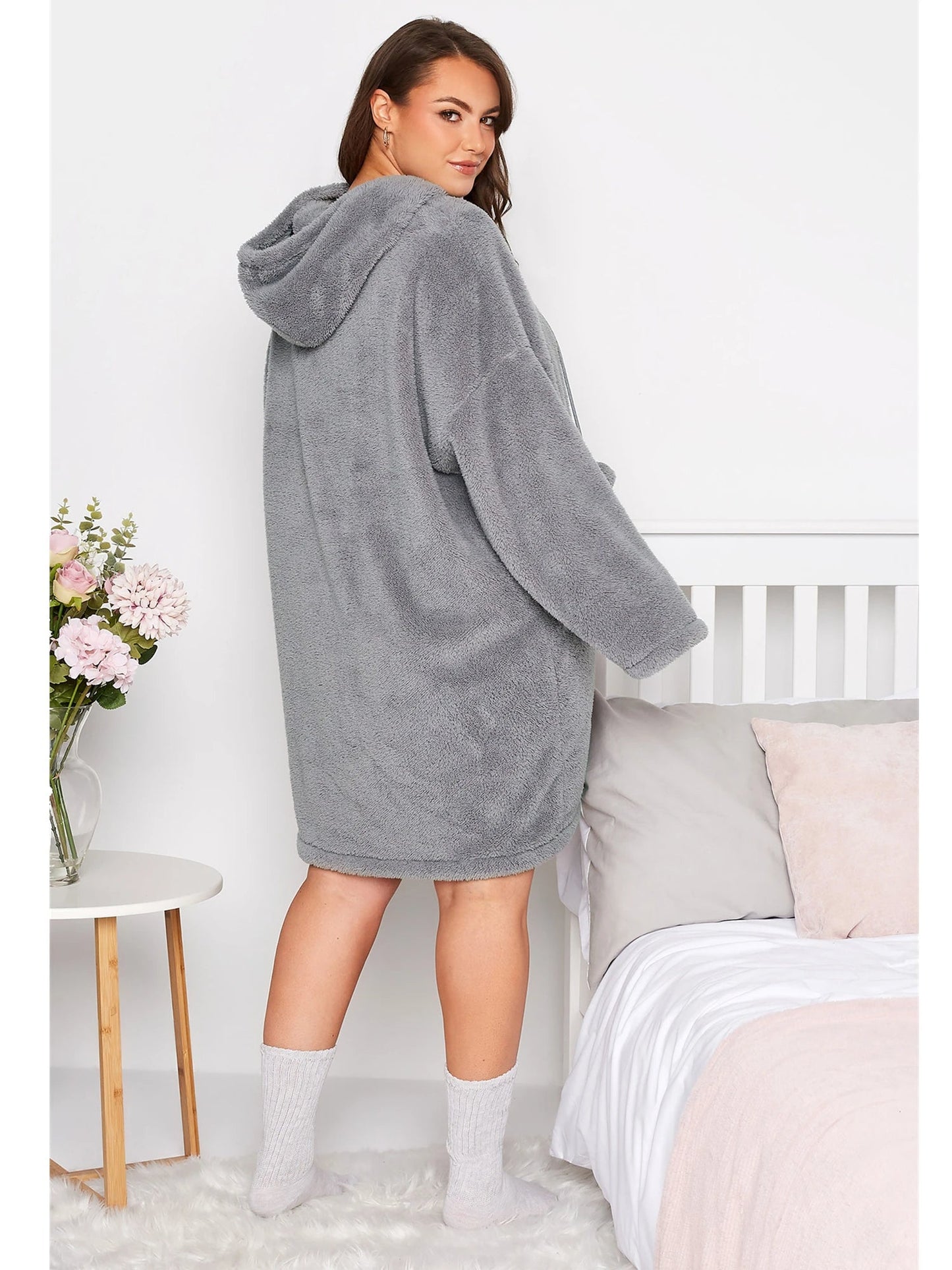 Snuggle Plus Oversized Teddy Hoodie Dress
