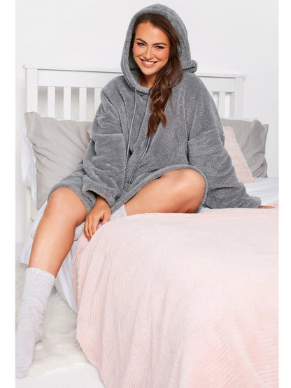 Snuggle Plus Oversized Teddy Hoodie Dress