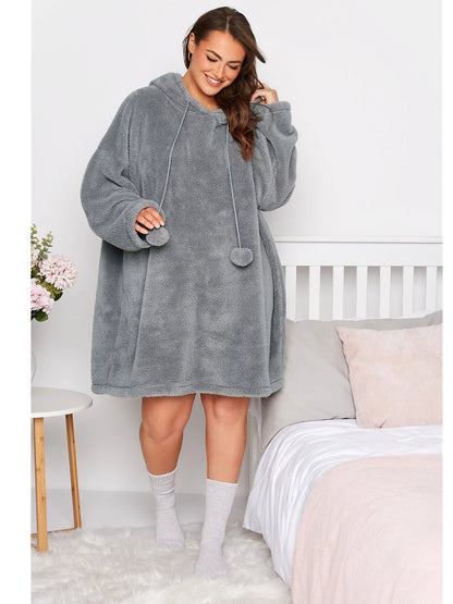 Snuggle Plus Oversized Teddy Hoodie Dress