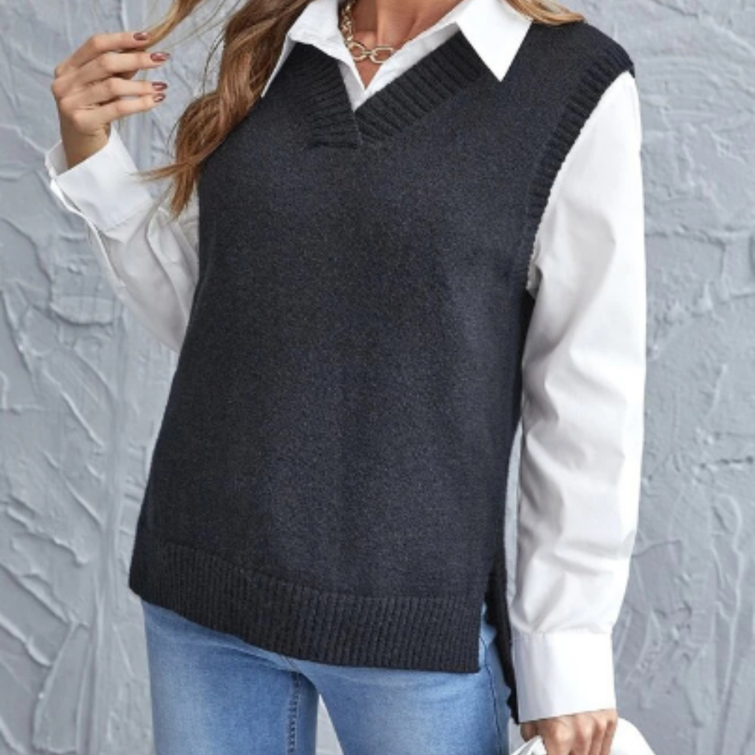 Soft Knit Vest with V-Neck - Faye
