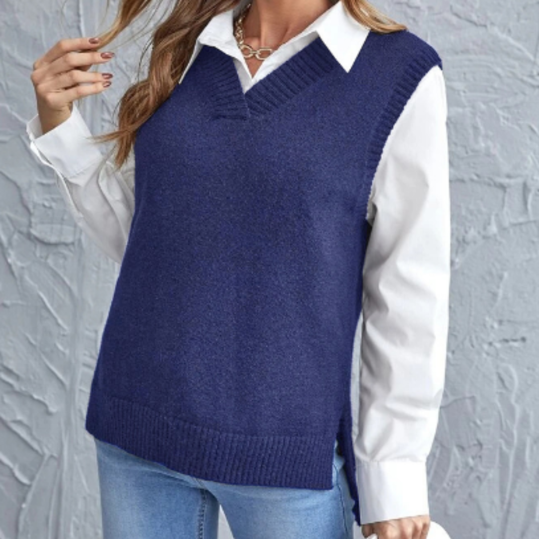 Soft Knit Vest with V-Neck - Faye