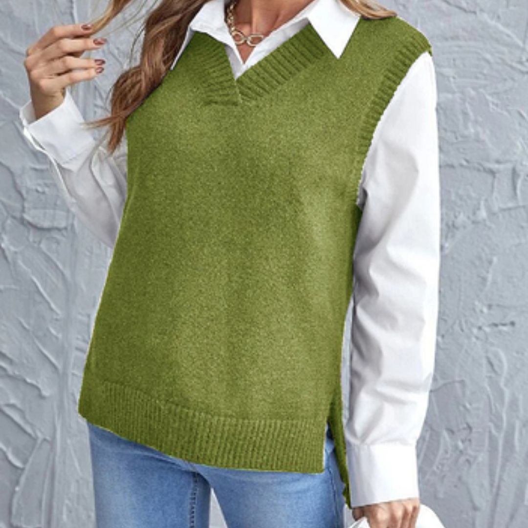 Soft Knit Vest with V-Neck - Faye