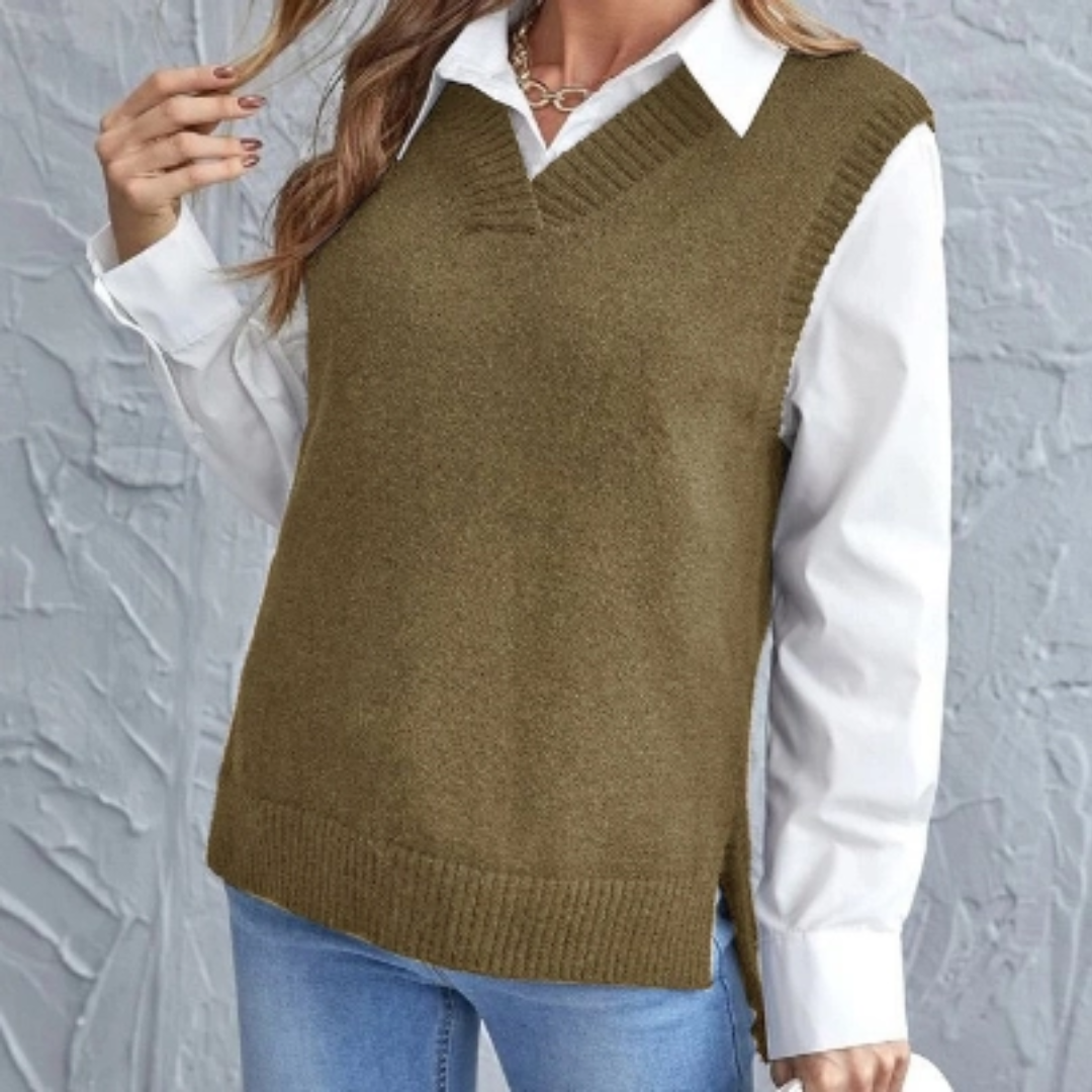 Soft Knit Vest with V-Neck - Faye