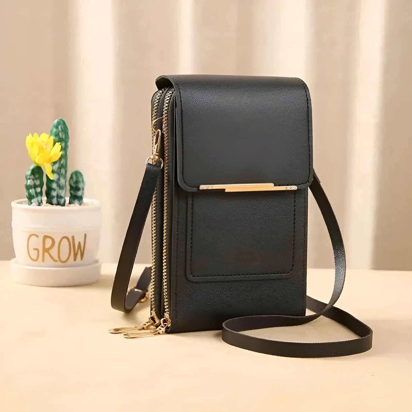 Soft Leather Shoulder Bag with Anti-Theft Protection - SafeTouch