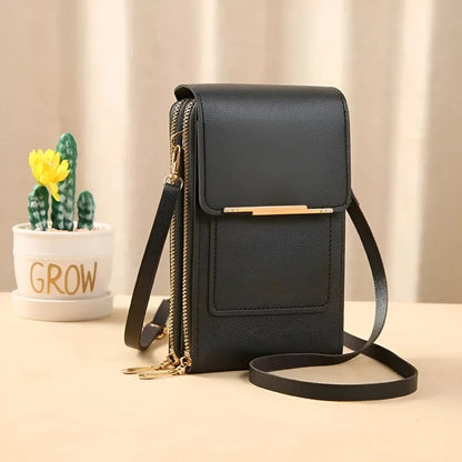 Soft Leather Shoulder Bag with Anti-Theft Protection - SafeTouch