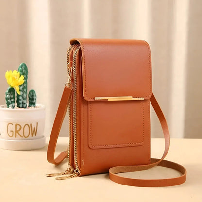 Soft Leather Shoulder Bag with Anti-Theft Protection - SafeTouch