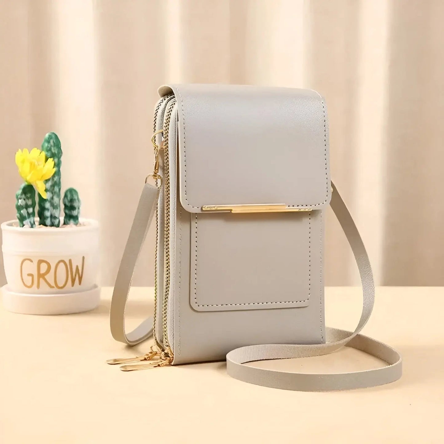 Soft Leather Shoulder Bag with Anti-Theft Protection - SafeTouch