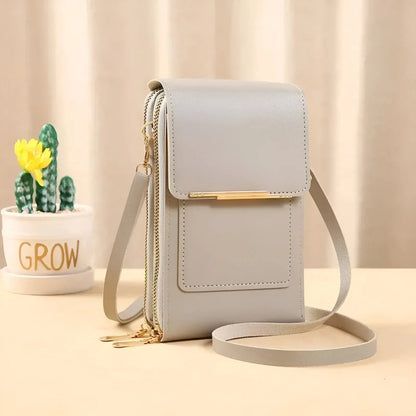 Soft Leather Shoulder Bag with Anti-Theft Protection - SafeTouch