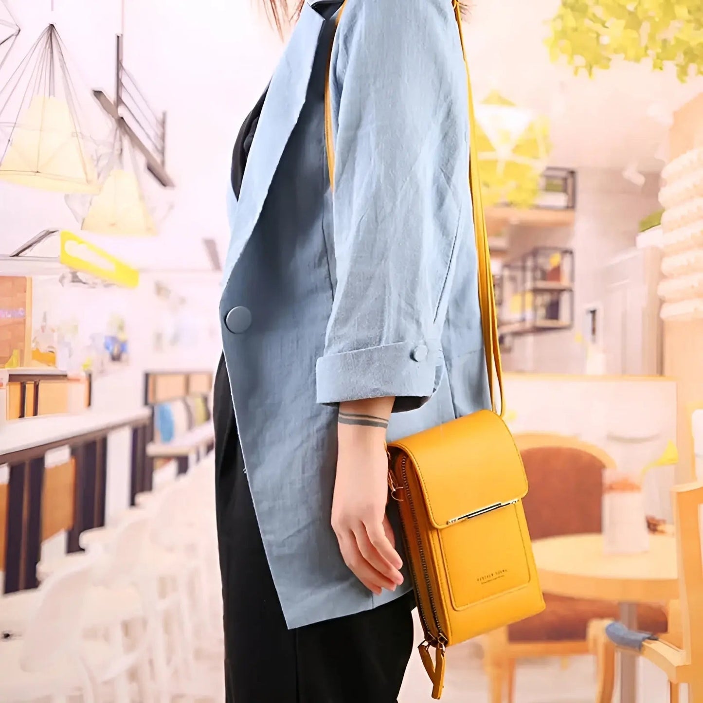 Soft Leather Shoulder Bag with Anti-Theft Protection - SafeTouch