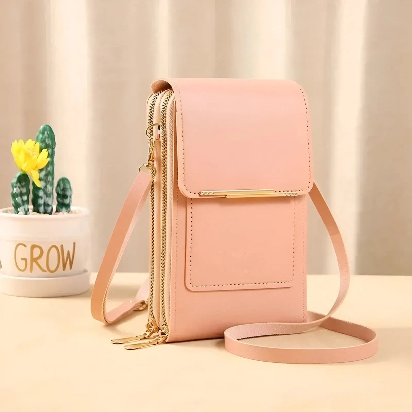 Soft Leather Shoulder Bag with Anti-Theft Protection - SafeTouch