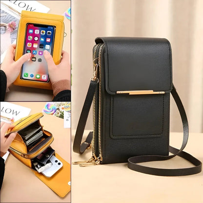 Soft Leather Shoulder Bag with Anti-Theft Protection - SafeTouch