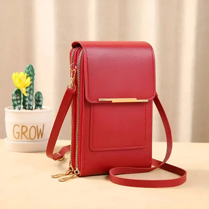 Soft Leather Shoulder Bag with Anti-Theft Protection - SafeTouch