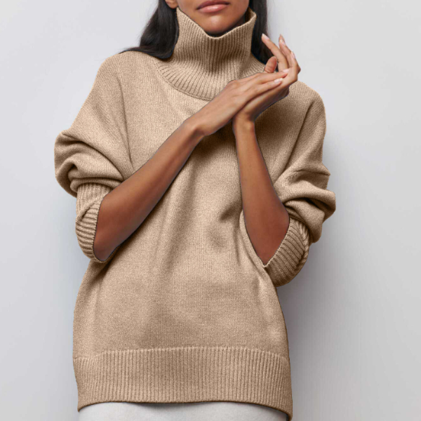 Soft Oversized Turtleneck Sweater - Celeste