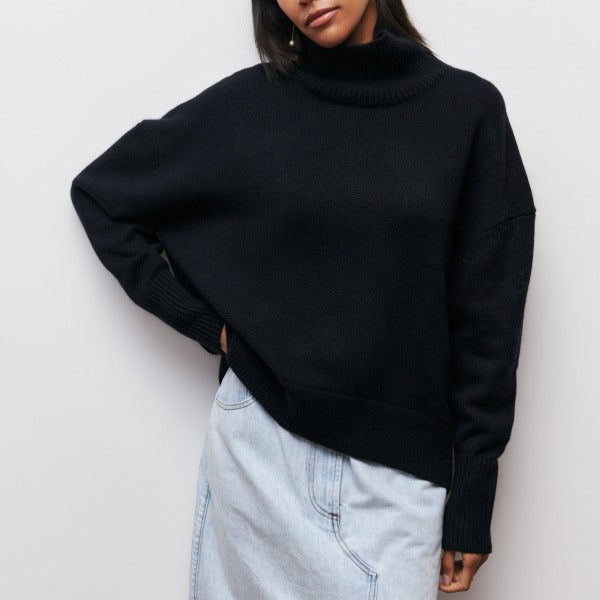 Soft Oversized Turtleneck Sweater - Celeste