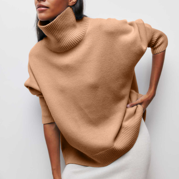 Soft Oversized Turtleneck Sweater - Celeste