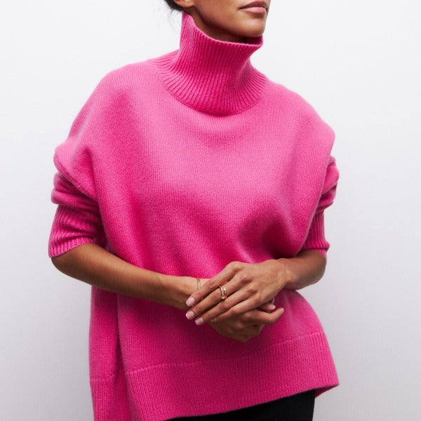 Soft Oversized Turtleneck Sweater - Celeste