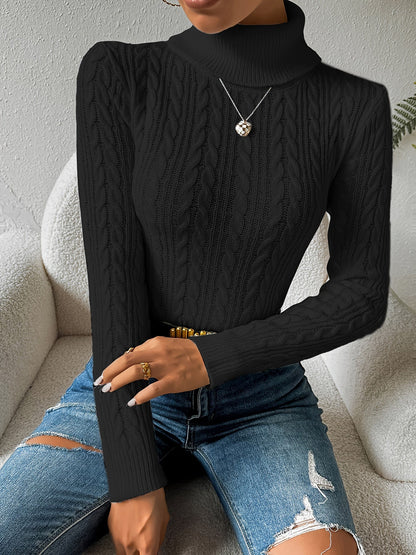 Solid Cable Knit Turtleneck Jumper for Women - Amara