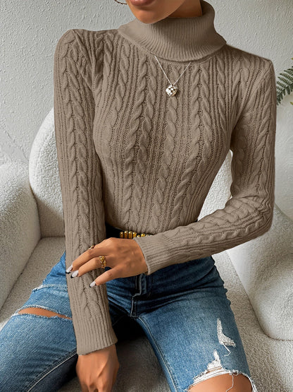 Solid Cable Knit Turtleneck Jumper for Women - Amara