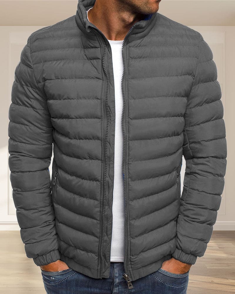 Solid Color Jacket with Zipper - Ethan