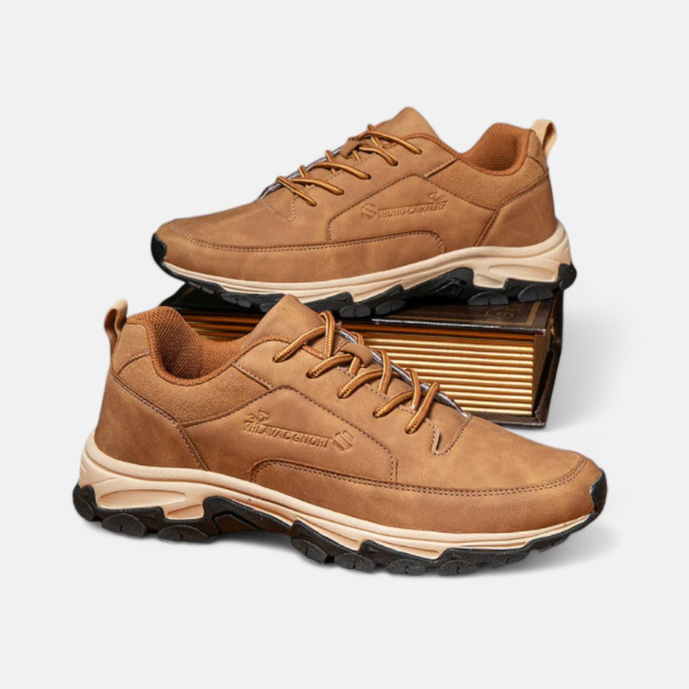 Men’s Breathable Mesh Leather Outdoor Hiking Shoe