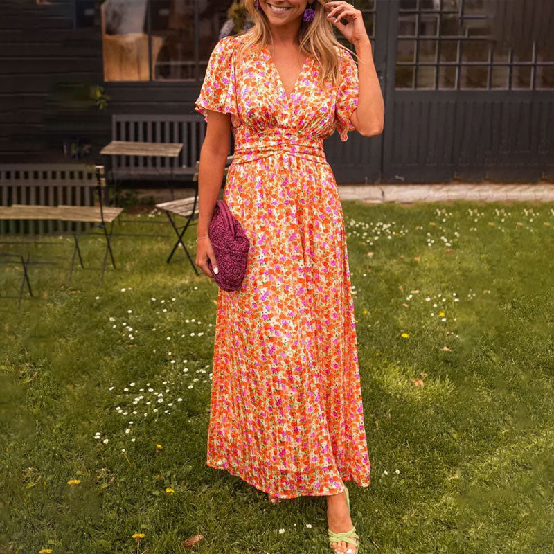 Chic V-Neck Dress for Ladies - BritishElegance