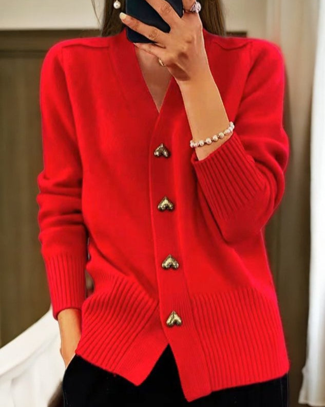 Feminine V-Neck Sweater for Women