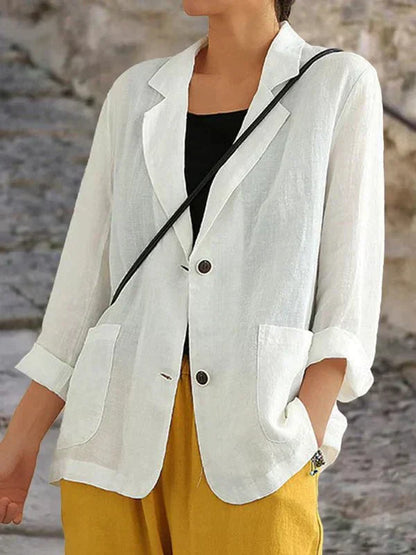 Carmen Women's Linen Blazer - Lightweight and Elegant Blazer for Everyday and the Office