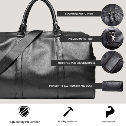 Large-Capacity Leather Travel Duffel – Lightweight & Durable Carry-On Bag