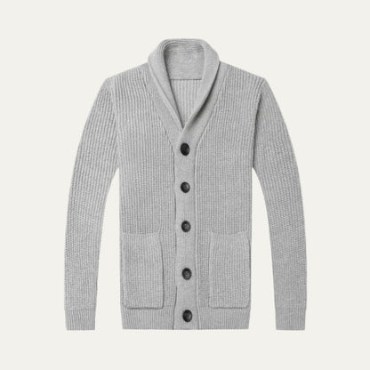 Men’s Chunky Knit Shawl Collar Button Closure Cardigan