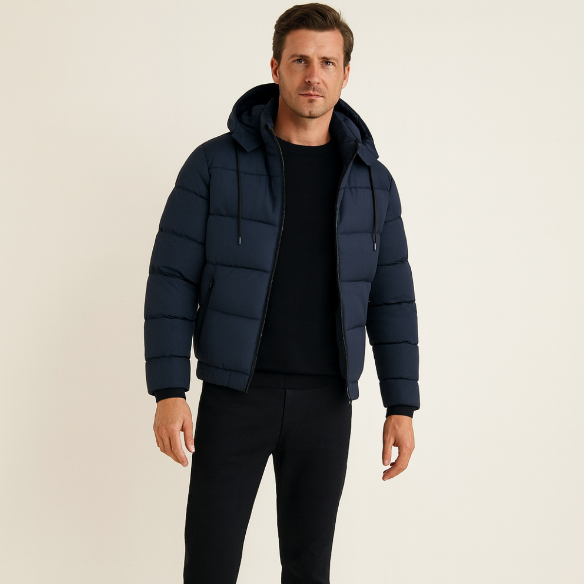 Men’s Elegant Hooded Quilted Puffer Jacket