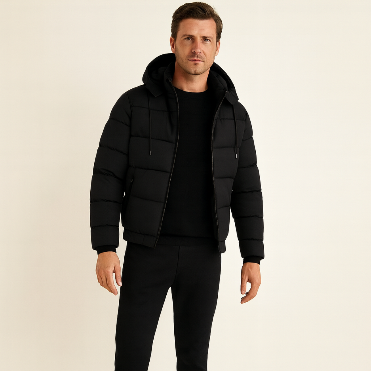 Men’s Elegant Hooded Quilted Puffer Jacket