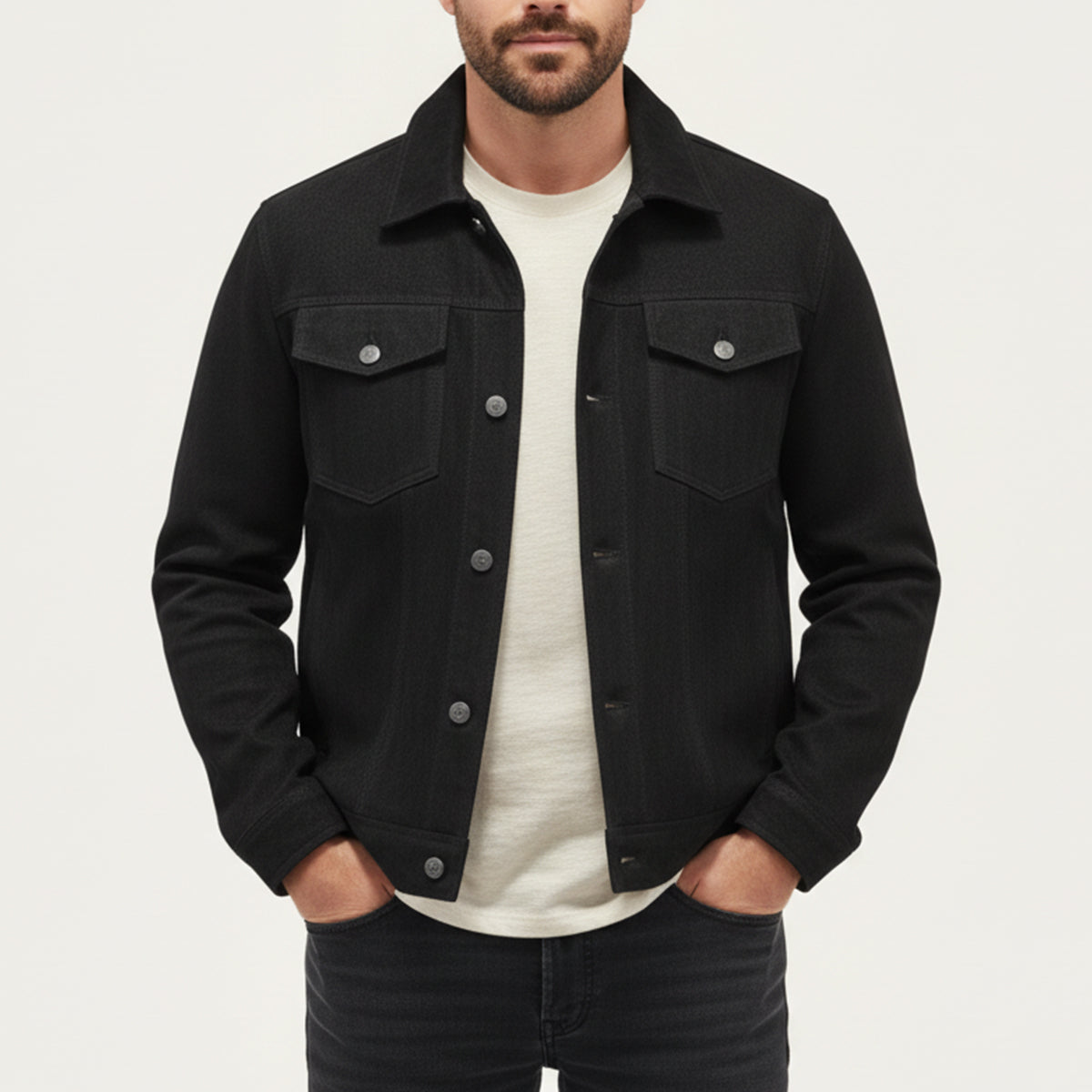Men’s Textured Suede Trucker Jacket
