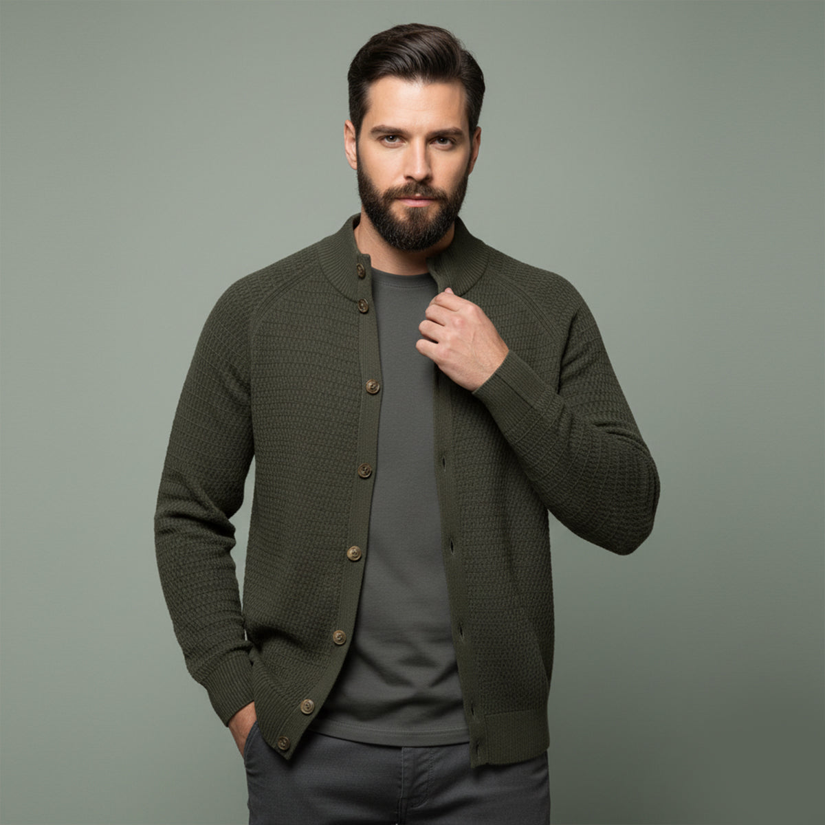 The Caernarfon Men's Casual Button Up Knitted Cardigan
